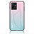 Vivo iQOO Z6x用ハイブリットバンパーケース プラスチック 鏡面 虹 グラデーション 勾配色 カバー LS1 Vivo シアン