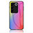 Vivo V27 5G用ハイブリットバンパーケース プラスチック 鏡面 虹 グラデーション 勾配色 カバー LS2 Vivo ピンク