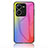 Vivo X80 Lite 5G用ハイブリットバンパーケース プラスチック 鏡面 虹 グラデーション 勾配色 カバー LS2 Vivo ピンク