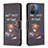 Xiaomi Poco C55用手帳型 レザーケース スタンド パターン カバー B01F Xiaomi ダークグレー