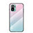 Xiaomi Poco M5S用ハイブリットバンパーケース プラスチック 鏡面 虹 グラデーション 勾配色 カバー LS1 Xiaomi シアン