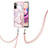 Xiaomi Poco M5S用シリコンケース ソフトタッチラバー バタフライ パターン カバー 携帯ストラップ Y05B Xiaomi ピンク