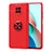 Xiaomi Redmi Note 9T 5G用極薄ソフトケース シリコンケース 耐衝撃 全面保護 アンド指輪 マグネット式 バンパー SD1 Xiaomi レッド