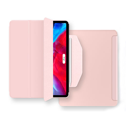 Apple iPad Air 4 10.9 (2020)用手帳型 レザーケース スタンド カバー L04 アップル ピンク