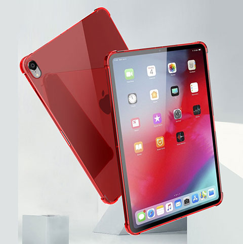 Apple iPad Pro 11 (2018)用極薄ソフトケース シリコンケース 耐衝撃 全面保護 クリア透明 H01 アップル レッド