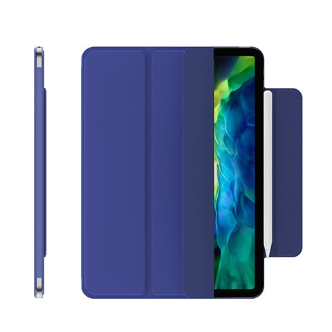 Apple iPad Pro 11 (2021)用手帳型 レザーケース スタンド カバー アップル ネイビー