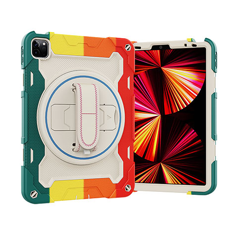 Apple iPad Pro 11 (2021)用ハイブリットバンパーケース スタンド プラスチック 兼シリコーン カバー L03 アップル レッド