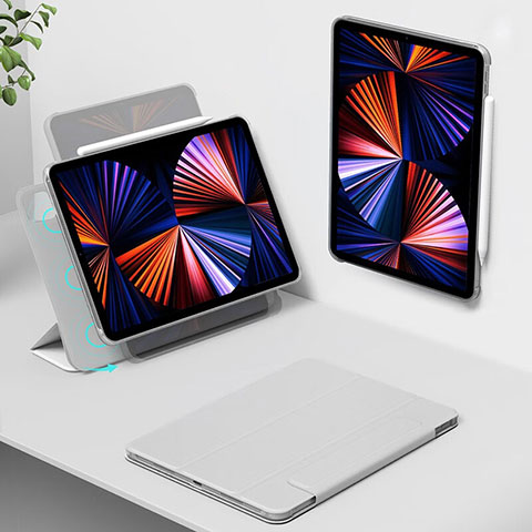 Apple iPad Pro 11 (2021)用手帳型 レザーケース スタンド カバー H01 アップル グレー