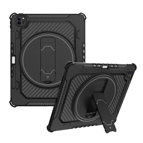 Apple iPad Pro 12.9 (2020)用ハイブリットバンパーケース スタンド プラスチック 兼シリコーン カバー L08 アップル ブラック