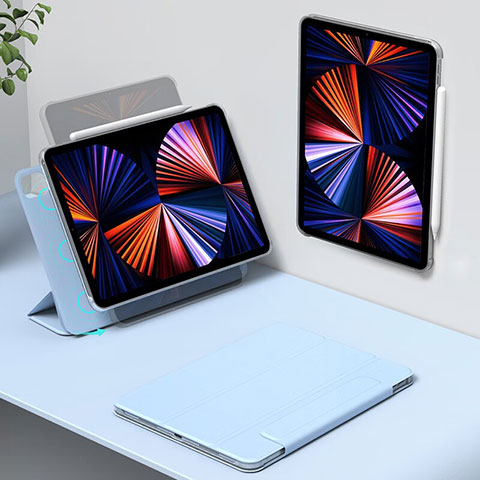 Apple iPad Pro 12.9 (2021)用手帳型 レザーケース スタンド カバー H01 アップル ネイビー