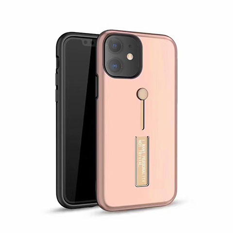 Apple iPhone 11用ハイブリットバンパーケース スタンド プラスチック 兼シリコーン カバー A07 アップル ローズゴールド