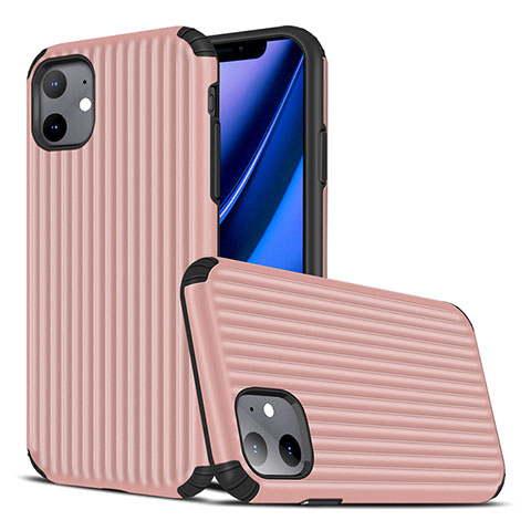 Apple iPhone 11用シリコンケース ソフトタッチラバー ライン カバー Z01 アップル ローズゴールド