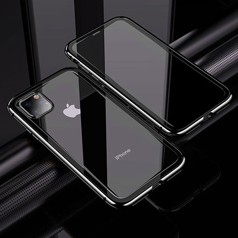 Apple iPhone 11 Pro用ケース 高級感 手触り良い アルミメタル 製の金属製 360度 フルカバーバンパー 鏡面 カバー M02 アップル ブラック