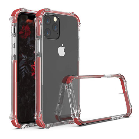 Apple iPhone 11 Pro用ハイブリットバンパーケース クリア透明 プラスチック 鏡面 カバー M04 アップル レッド