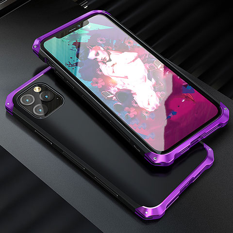 Apple iPhone 11 Pro Max用ケース 高級感 手触り良い アルミメタル 製の金属製 カバー アップル パープル