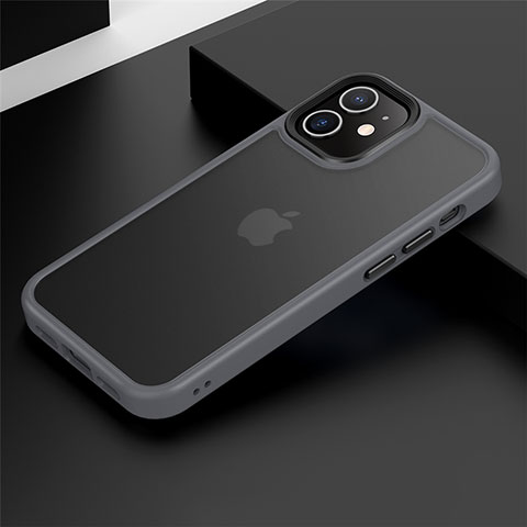 Apple iPhone 12用ハイブリットバンパーケース プラスチック 兼シリコーン カバー N01 アップル グレー