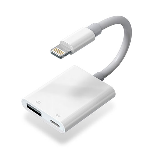 Apple iPhone 12 Max用Lightning to USB OTG 変換ケーブルアダプタ H01 アップル ホワイト