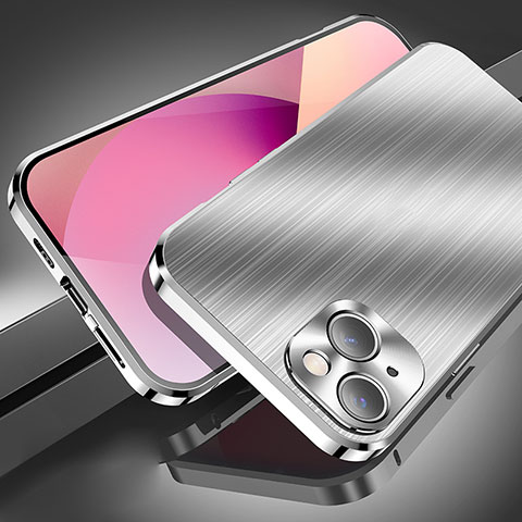 Apple iPhone 13用ケース 高級感 手触り良い アルミメタル 製の金属製 カバー M06 アップル シルバー
