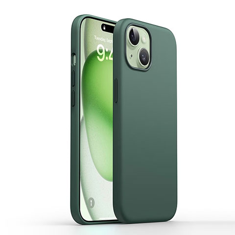 Apple iPhone 13用360度 フルカバー極薄ソフトケース シリコンケース 耐衝撃 全面保護 バンパー YK1 アップル グリーン