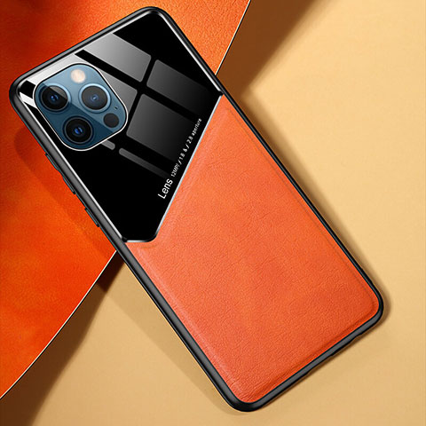 Apple iPhone 13 Pro用シリコンケース ソフトタッチラバー レザー柄 カバー S05 アップル オレンジ