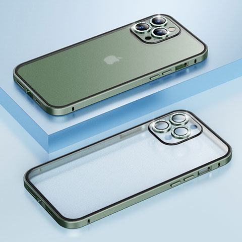 Apple iPhone 13 Pro用ケース 高級感 手触り良い メタル兼プラスチック バンパー Bling-Bling LF1 アップル グリーン