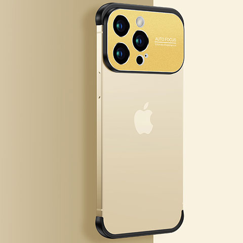 Apple iPhone 13 Pro Max用ハードカバー クリスタル クリア透明 QC3 アップル ゴールド