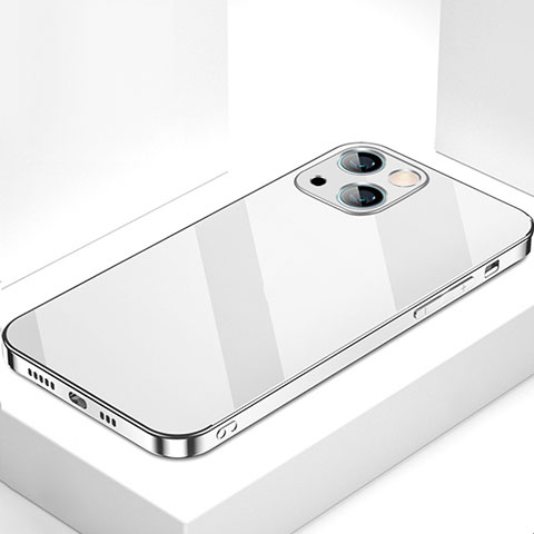 Apple iPhone 14用ハイブリットバンパーケース プラスチック 鏡面 カバー M09 アップル シルバー