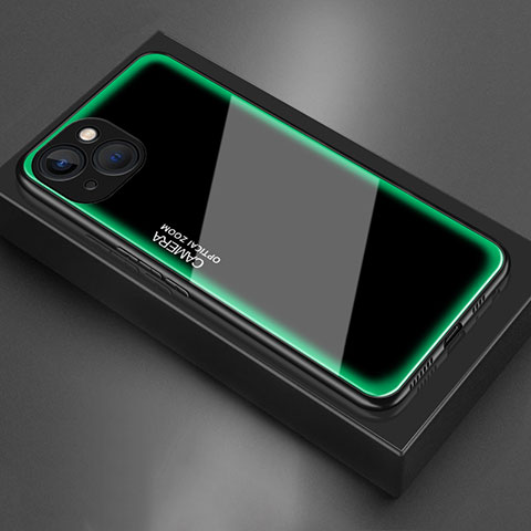 Apple iPhone 14用ハイブリットバンパーケース プラスチック 鏡面 カバー アップル グリーン
