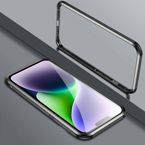 Apple iPhone 14 Plus用ケース 高級感 手触り良い アルミメタル 製の金属製 バンパー カバー LK2 アップル ブラック