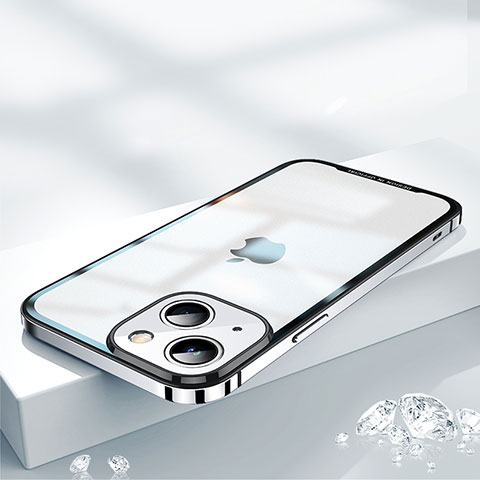Apple iPhone 14 Plus用ケース 高級感 手触り良い メタル兼プラスチック バンパー QC2 アップル シルバー