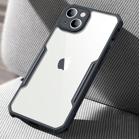 Apple iPhone 15用ハイブリットバンパーケース クリア透明 プラスチック 鏡面 カバー アップル ブラック