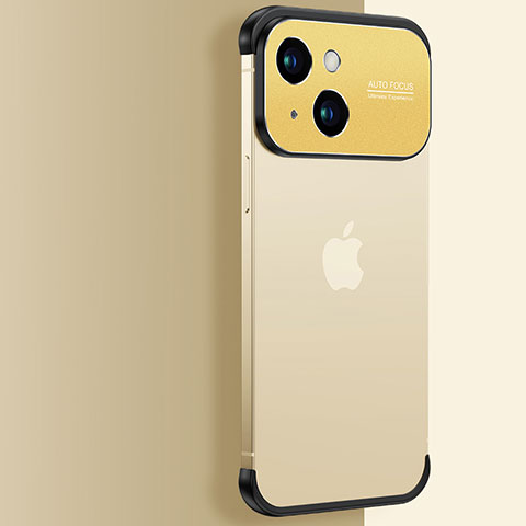 Apple iPhone 15用ハードカバー クリスタル クリア透明 QC3 アップル ゴールド