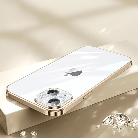 Apple iPhone 15 Plus用極薄ソフトケース シリコンケース 耐衝撃 全面保護 クリア透明 Bling-Bling LD2 アップル ゴールド