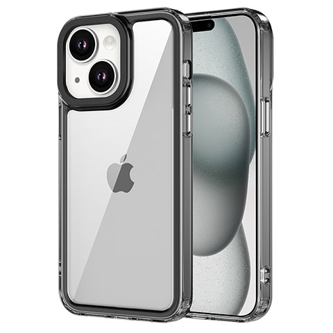 Apple iPhone 15 Plus用ハイブリットバンパーケース クリア透明 プラスチック カバー AC2 アップル ブラック