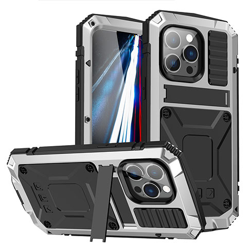 Apple iPhone 15 Pro用360度 フルカバー ケース 高級感 手触り良い アルミメタル 製の金属製 RJ2 アップル シルバー