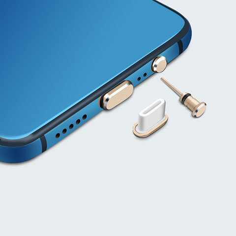 Apple iPhone 15 Pro用アンチ ダスト プラグ キャップ ストッパー USB-C Android Type-Cユニバーサル H05 アップル ゴールド