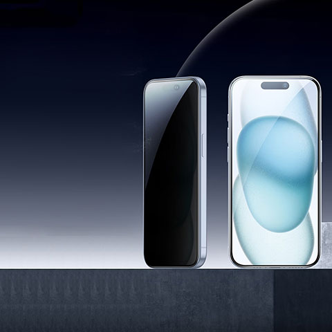 Apple iPhone 15 Pro用反スパイ 強化ガラス 液晶保護フィルム S01 アップル クリア