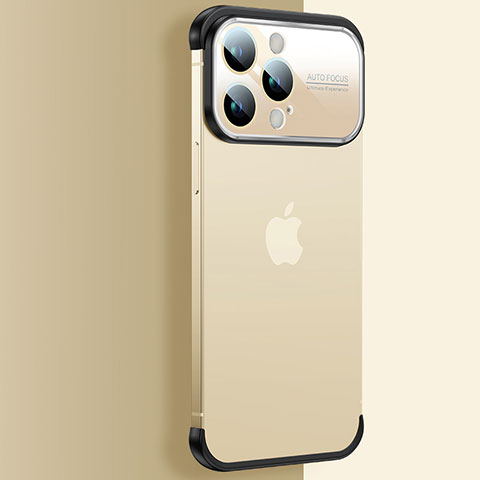 Apple iPhone 15 Pro Max用ハードカバー クリスタル クリア透明 QC4 アップル ゴールド