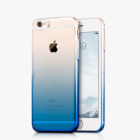 Apple iPhone 6 Plus用極薄ソフトケース グラデーション 勾配色 クリア透明 Z01 アップル ネイビー