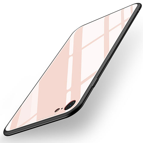 Apple iPhone 8用シリコンケース ソフトタッチラバー 鏡面 アップル ピンク