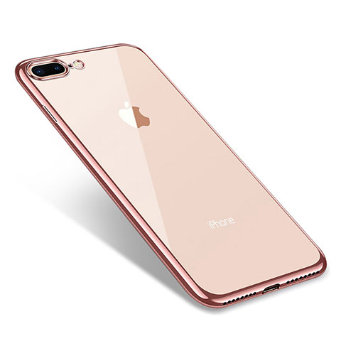 Apple iPhone 8 Plus用極薄ソフトケース シリコンケース 耐衝撃 全面保護 クリア透明 Q06 アップル ローズゴールド