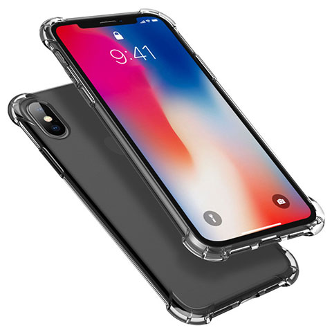 Apple iPhone X用極薄ソフトケース シリコンケース 耐衝撃 全面保護 クリア透明 U01 アップル グレー