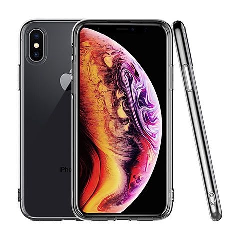 Apple iPhone X用極薄ソフトケース シリコンケース 耐衝撃 全面保護 クリア透明 C19 アップル クリア