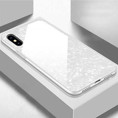 Apple iPhone X用ハイブリットバンパーケース プラスチック 鏡面 カバー アップル ホワイト