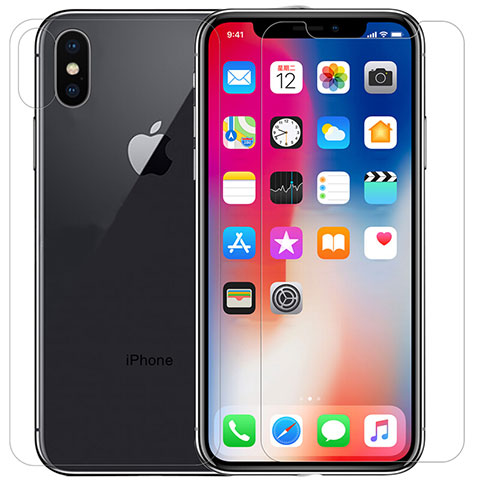 Apple iPhone X用強化ガラス 液晶保護フィルム 背面保護フィルム同梱 T02 アップル クリア