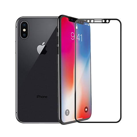 Apple iPhone X用強化ガラス フル液晶保護フィルム F05 アップル ブラック