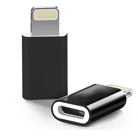 Apple iPhone XR用Android Micro USB to Lightning USB アクティブ変換ケーブルアダプタ H01 アップル ブラック