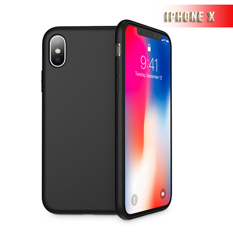 Apple iPhone Xs用360度 フルカバー極薄ソフトケース シリコンケース 耐衝撃 全面保護 B02 アップル ブラック