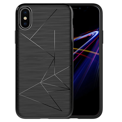 Apple iPhone Xs用ソフトケース ライン R01 アップル ブラック