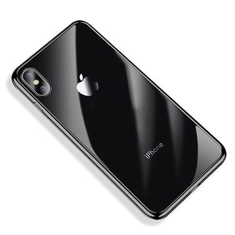 Apple iPhone Xs用極薄ソフトケース シリコンケース 耐衝撃 全面保護 クリア透明 V03 アップル ブラック